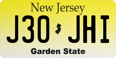 NJ license plate J30JHI