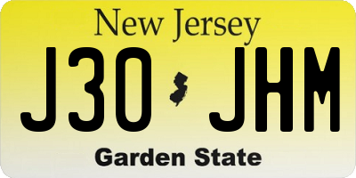 NJ license plate J30JHM