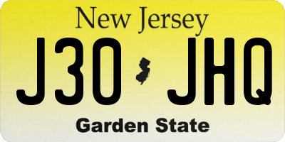 NJ license plate J30JHQ