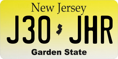 NJ license plate J30JHR