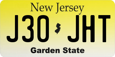 NJ license plate J30JHT