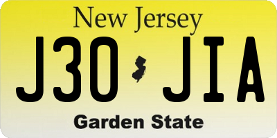 NJ license plate J30JIA