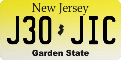 NJ license plate J30JIC