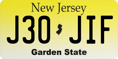 NJ license plate J30JIF