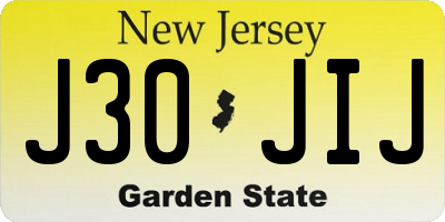 NJ license plate J30JIJ