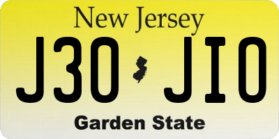 NJ license plate J30JIO