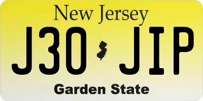 NJ license plate J30JIP