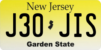 NJ license plate J30JIS