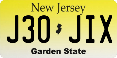 NJ license plate J30JIX
