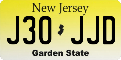 NJ license plate J30JJD