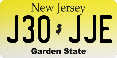 NJ license plate J30JJE