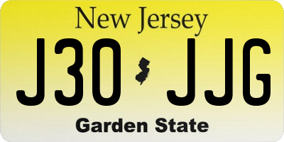 NJ license plate J30JJG