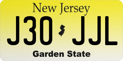 NJ license plate J30JJL
