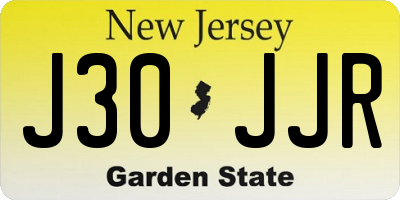 NJ license plate J30JJR