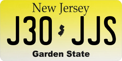 NJ license plate J30JJS