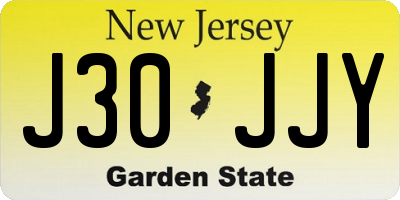 NJ license plate J30JJY