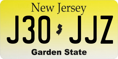 NJ license plate J30JJZ