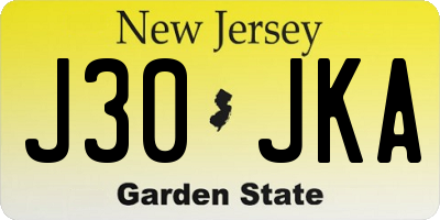 NJ license plate J30JKA