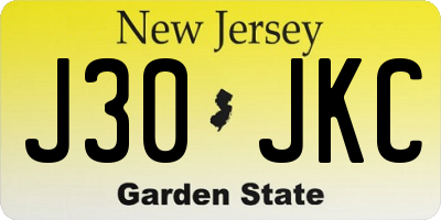 NJ license plate J30JKC
