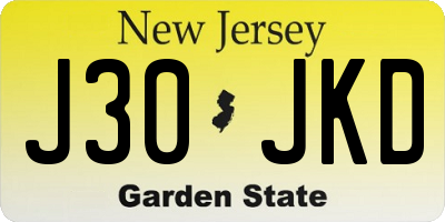 NJ license plate J30JKD
