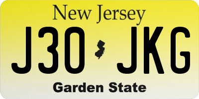 NJ license plate J30JKG