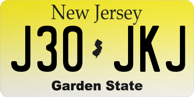 NJ license plate J30JKJ