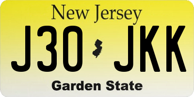 NJ license plate J30JKK