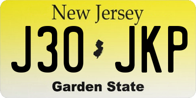 NJ license plate J30JKP