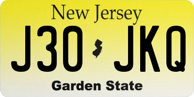 NJ license plate J30JKQ