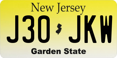 NJ license plate J30JKW