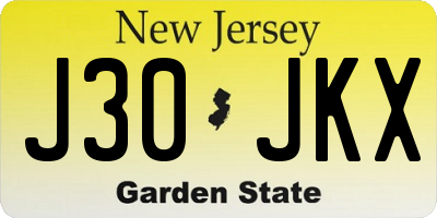 NJ license plate J30JKX