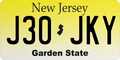 NJ license plate J30JKY