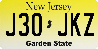 NJ license plate J30JKZ