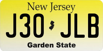 NJ license plate J30JLB