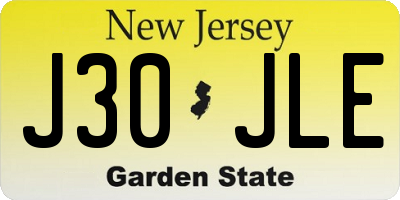 NJ license plate J30JLE