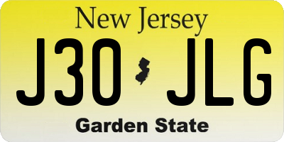 NJ license plate J30JLG