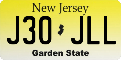 NJ license plate J30JLL