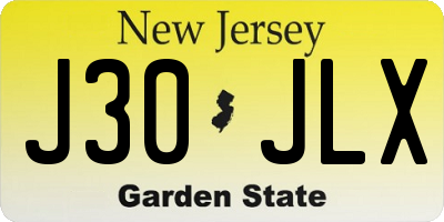NJ license plate J30JLX