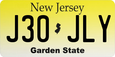 NJ license plate J30JLY