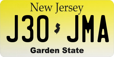 NJ license plate J30JMA