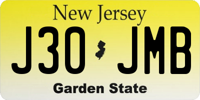 NJ license plate J30JMB