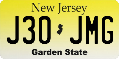 NJ license plate J30JMG