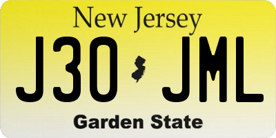 NJ license plate J30JML