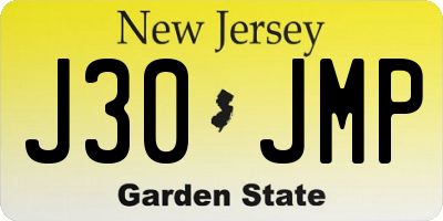 NJ license plate J30JMP