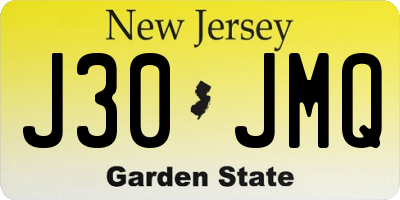 NJ license plate J30JMQ