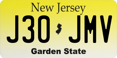 NJ license plate J30JMV