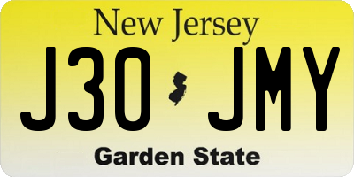 NJ license plate J30JMY