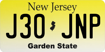 NJ license plate J30JNP