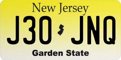 NJ license plate J30JNQ