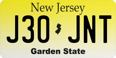 NJ license plate J30JNT